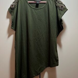 Ashley Stewart Olive Embellished Tee